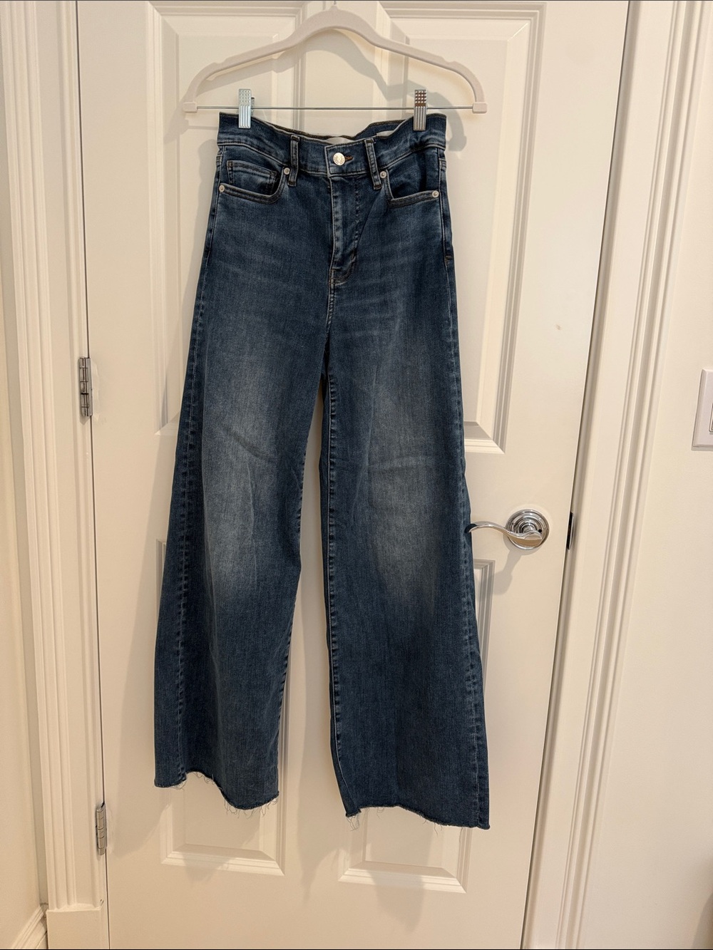 Frame Le Slim Palazzo Wide Leg Women's Jeans in Dark Blue, size 26